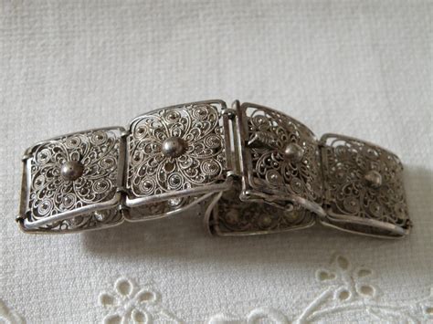 Vintage Silver Filigree Bracelet 7 1 4 Inch And Marked 800 Etsy