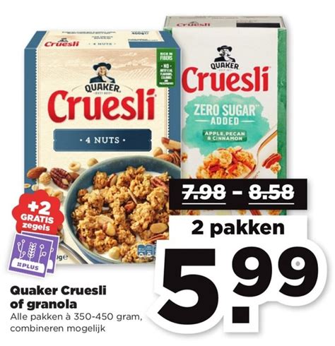 Quaker Cruesli Of Granola G Aanbieding Bij Plus