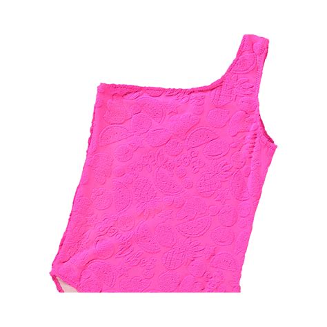 Molo Girls Hot Pink Terry One Shoulder Swimsuit Pumpkin And Bean