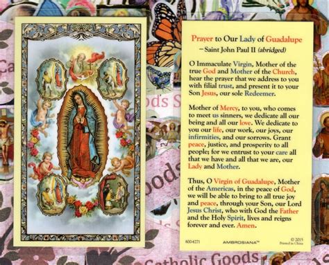 Prayer To Our Lady Of Guadalupe St John Paul Ii Laminated Holy Card 800 4271 Grace Church