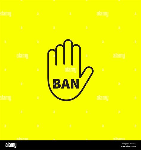 Sign ban, ban icon, open linear palm, line icon. Vector illustration ...