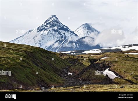 Volcanic Landscape Of Kamchatka Kamen Volcano Active Klyuchevskoy