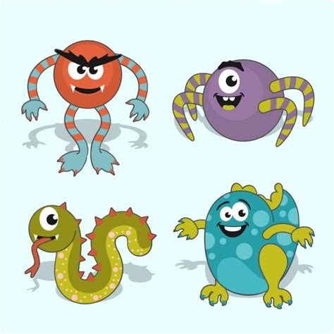 Free Vector | Funny cartoon monsters collection