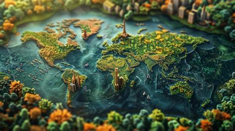 Green Miniature World Map Premium AI Generated Image