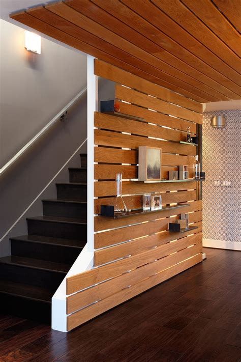 4 Easy DIY Ways To Finish Your Basement Stairs Wood Slat Wall