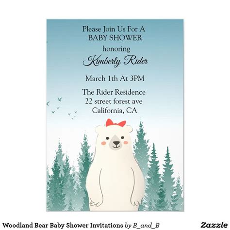 Woodland Bear Baby Shower Invitations | Baby bear baby shower, Animal ...