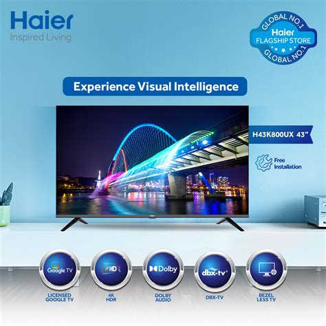 Buy Haier H43K800FX 43" Inch Bezel Less Smart LED DBX TV With Official ...