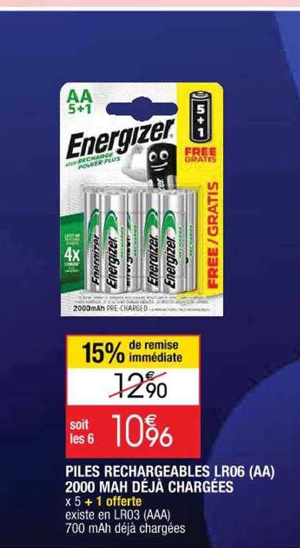 Promo Piles Rechargeables Lr Aa Mah D J Char Es Energizer