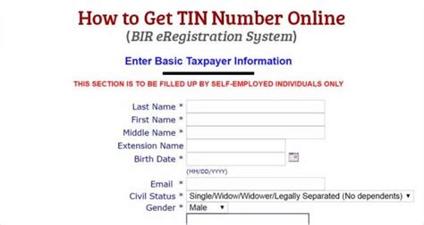 How To Get Tin Number Online Bir Eregistration System Useful Wall