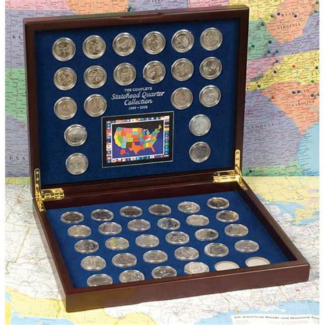 50 Statehood Quarter Collection | Coin collecting, Wood gift box, Rare ...