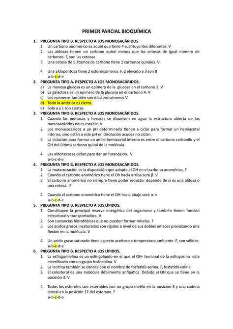 Primer Parcial BioquíMICA PRIMER PARCIAL BIOQUÍMICA 1 PREGUNTA TIPO