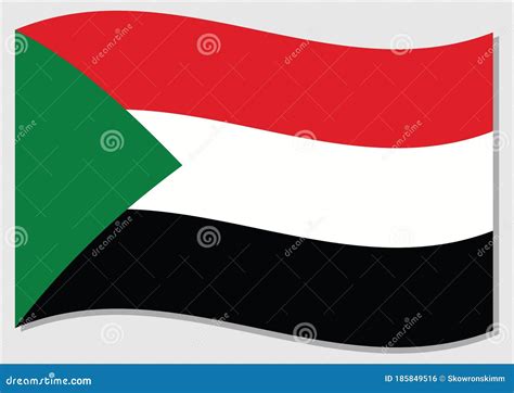 Waving Flag Of Sudan Vector Graphic Waving Sudanese Flag Illustration