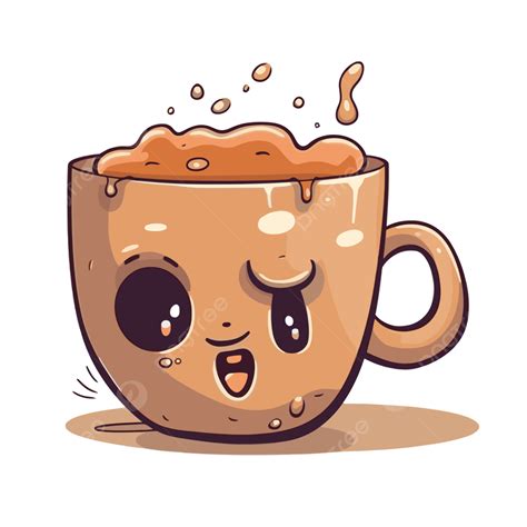 قدح القهوة المتجه Kawaii القهوة Cuppa مع وجه حزين الرسوم التوضيحية