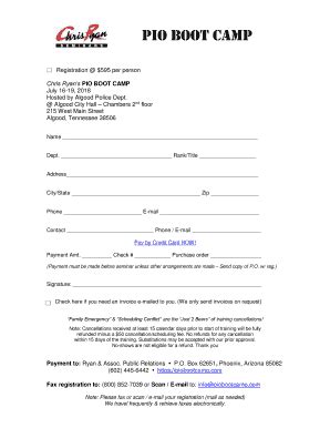 Fillable Online Simple Registration Form PIO Boot Camp Fax Email