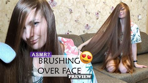 ASMR Brushing long hair over face (preview) HAIR PLAY | Playing with ...