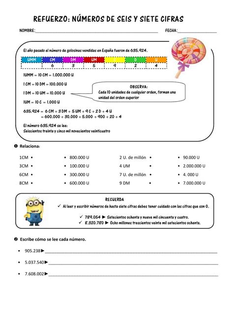 N Meros De Seis Y Siete Cifras Worksheet