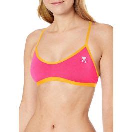 TYR Solid Trinity Bikini Top Pink Orange