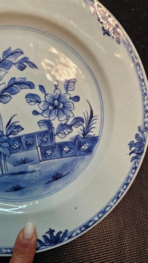 Proantic Plat Qianlong Porcelaine De Chine Bleu Blanc E Si Cle