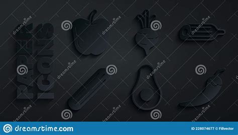 Set Avocado Fruit Fresh Cucumber Hot Chili Pepper Pod Beet And Apple