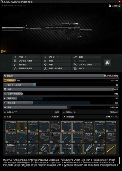 【タルコフ】svdsカスタム＆弾薬おすすめ一覧【eft】