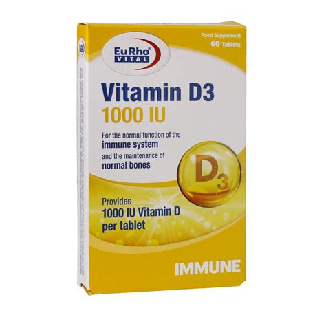 قرص ویتامین D3 1000 واحد یوروویتال بسته 60 عددی
