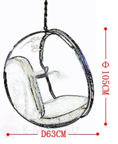 Кресло пузырь Bubble Chair, прозрачное подвесное размер 106 см, белый ...