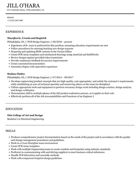 PCB Design Engineer Resume Samples | Velvet Jobs