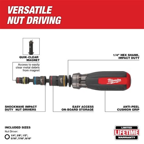 Milwaukee 48 22 2921 Multi Nut Driver With SHOCKWAVE IMPACT DUTY Flip