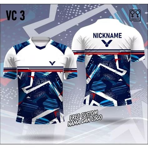 Jersey Bulutangkis Victor Kaos Olahraga Badminton Full Print Custom