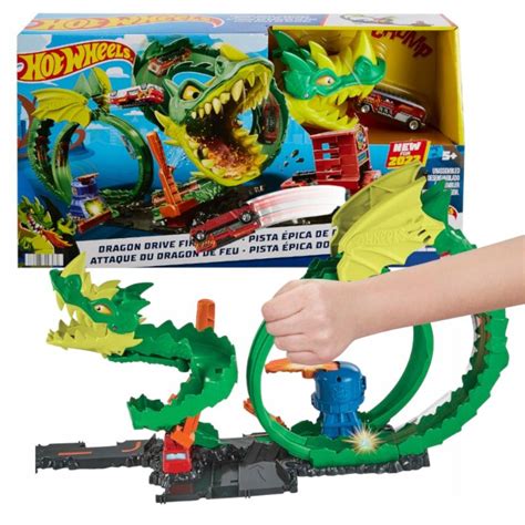 Игрушечный трек Hot Wheels CITY CAR TRACK Автомобильная трасса Атака Дракона на пожарную