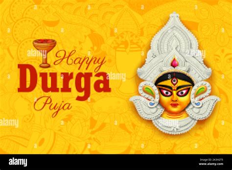 Goddess Durga Face In Happy Durga Puja Subh Navratri Indian Religious