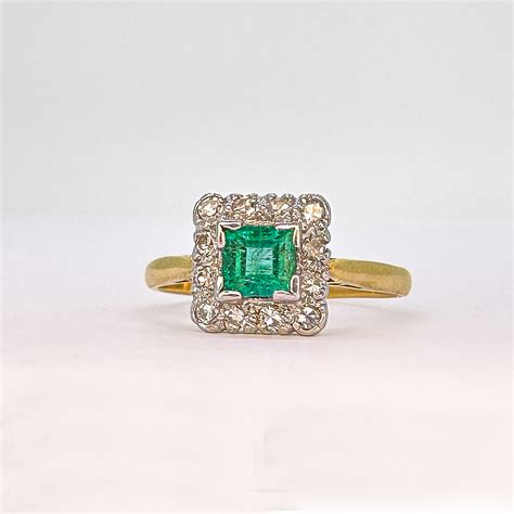 Antique Emerald And Diamond Engagement Ring Chique To Antique Jewellery