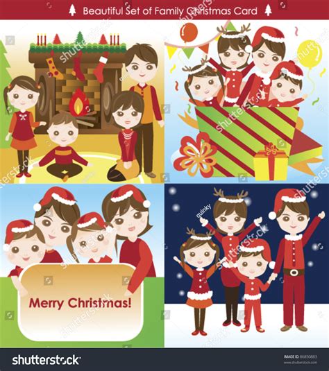 Big Collection Happy Family Christmas Card Stock Vector (Royalty Free ...