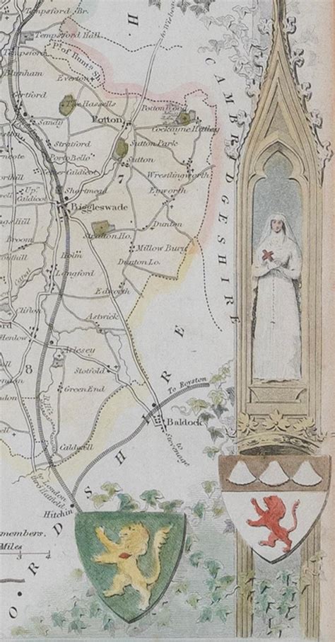 Map Bedfordshire Williamschmollinger Dunstable Priory Woburn Abbey