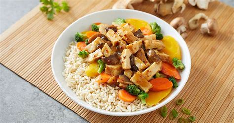 Tofu And Broccoli With Honey Ginger Glazed Carrots