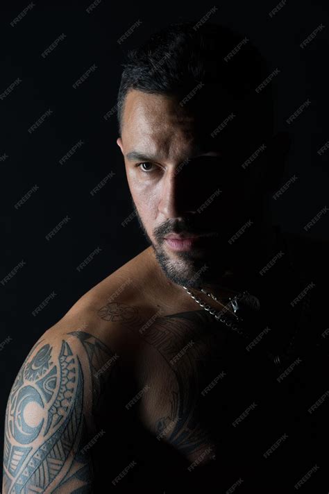 Premium Photo Sportsman Or Athlete With Stylish Beard And Hair Bearded Man With Tattooed Chest