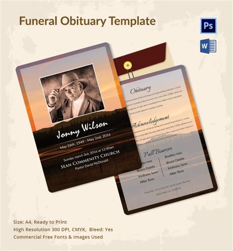 Free 11 Sample Funeral Obituary Templates In Pdf Psd Ms Word