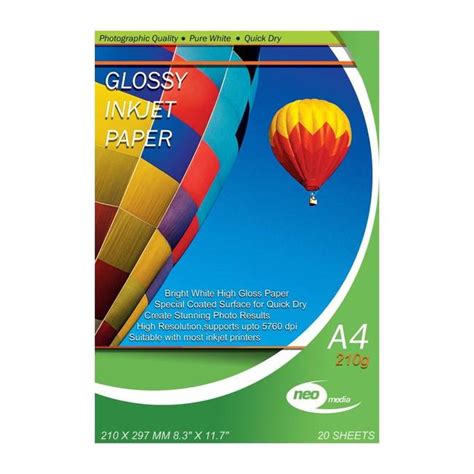 Neo Media Glossy A4 Inkjet Photo Paper 210gsm 20 Sheets