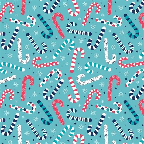 Premium Vector Christmas Seamless Pattern With Candy Canes And Snowflakes