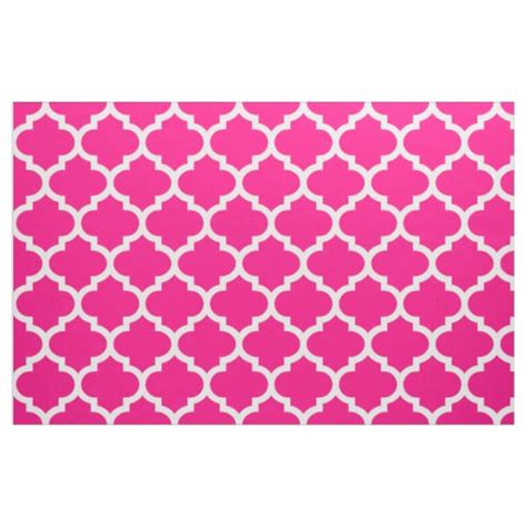 Hot Pink Moroccan Quatrefoil Trellis Fabric Uk