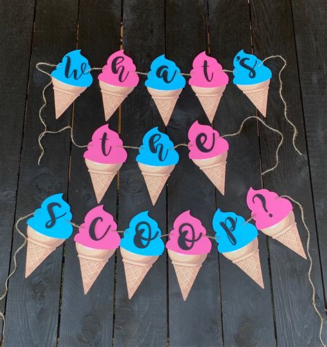 Gender Reveal Banner Whats The Scoop Ice Cream Banner Etsy