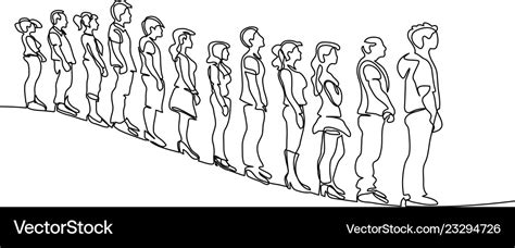 Group of people waiting in line silhouette Vector Image