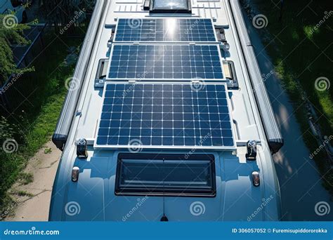 Solar Panels on a Camper Van Roof, Illustrating Mobile and Off-grid ...