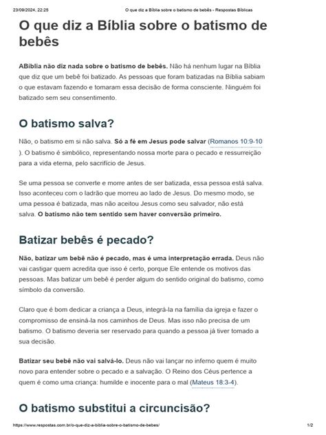 O Que Diz A Bíblia Sobre O Batismo De Bebês - O Que Diz A Bíblia Sobre o Batismo de Bebês - Respostas Bíblicas | PDF
