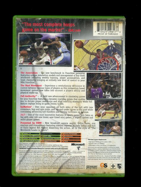 Espn Nba K Original Xbox Game Complete Tested Ebay