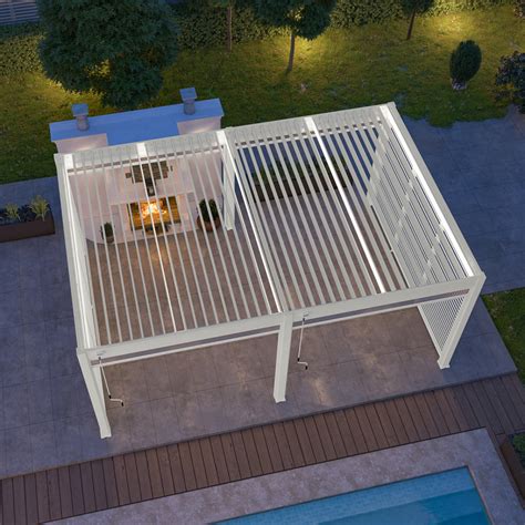 Pergola Autoportante En Alu Blanc Avec Lames Orientable X M Ombrea