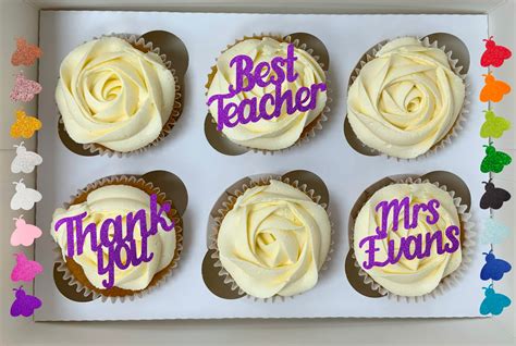 Personalised Best Teacher Cupcake Cake Toppers Thank You Etsy