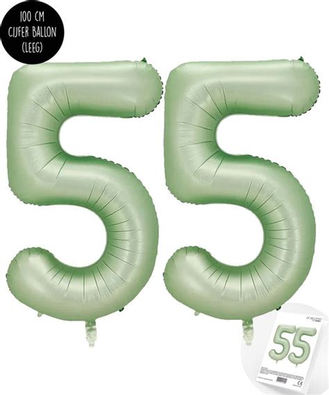 Cijfer Helium Folie Ballon XXL 55 Jaar Cijfer Olive Groen Satijn Nude 100 Bol