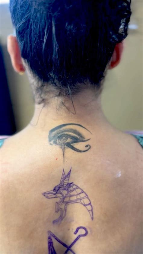 Egyptian Tattoo Back piece Eye of Ra Anubis The crook and flail in 2022