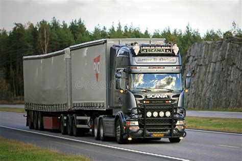 Customized Scania R Cargo Truck On Freeway Editorial Stock Image